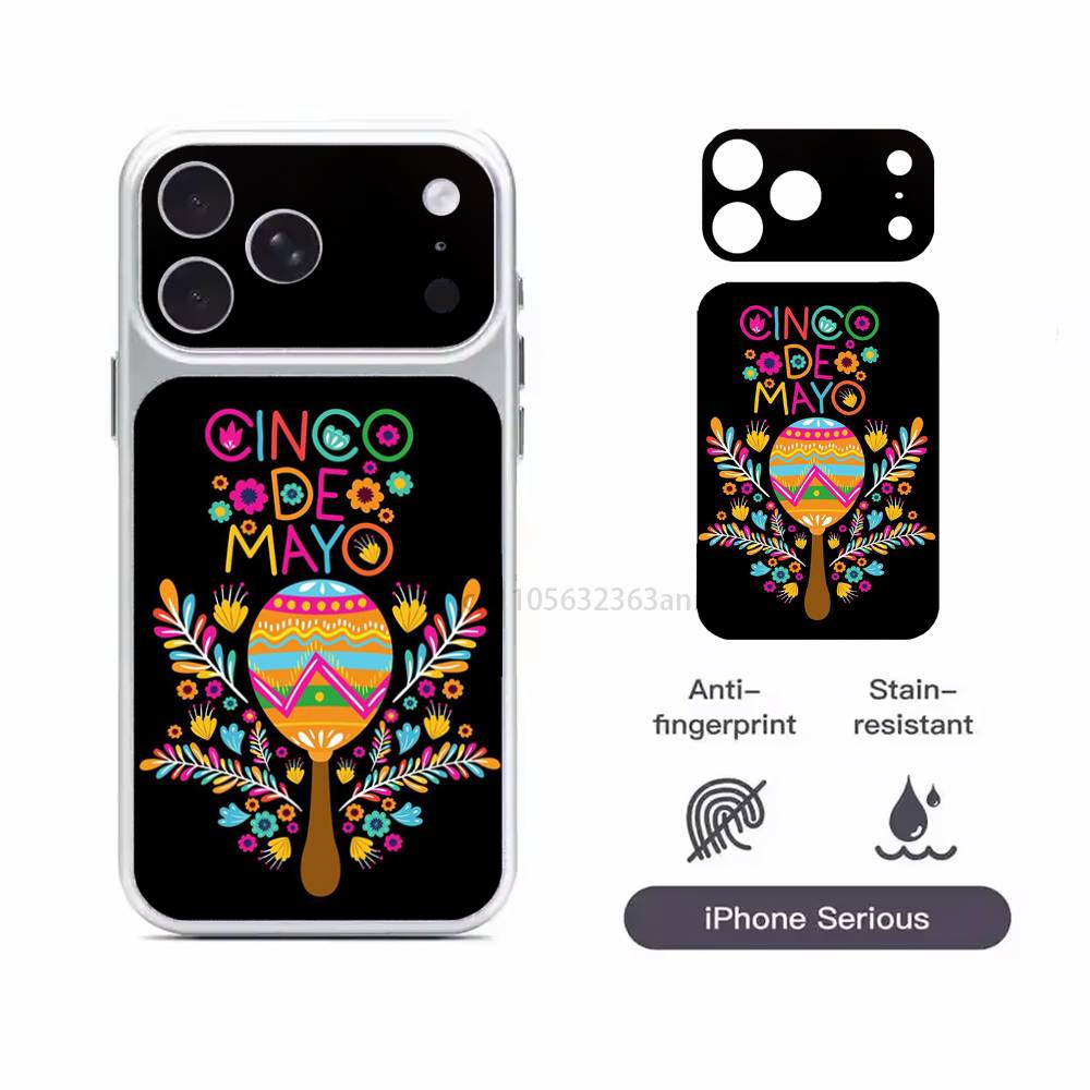 

Cinco de Mayo Многоразово Наклеиваемая Задняя Наклейка Чехол для iPhone 17 Pro ProMax iPhone17pro