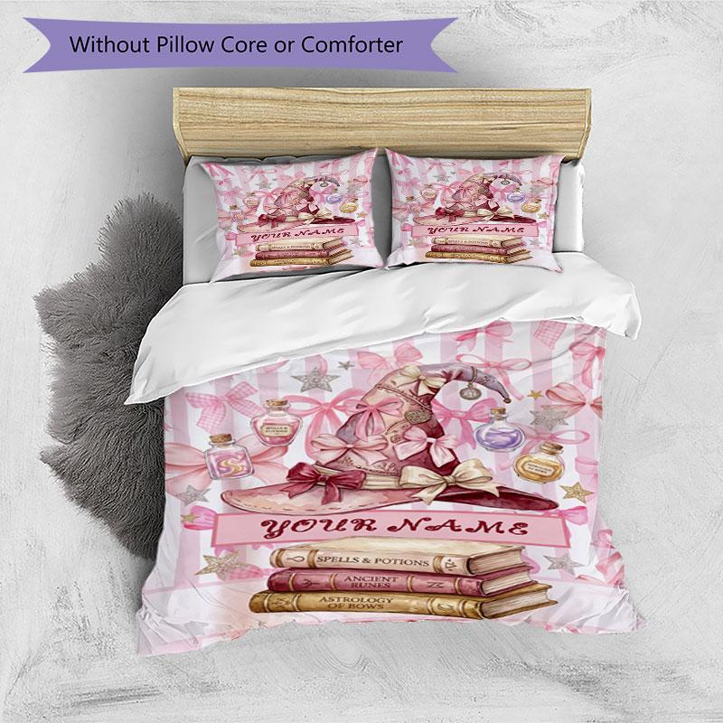 3PC Custom Name Witchcraft Magic Bedding Set Duvet Cover Closure Includes 1 Duvet Cover & 2 Pillowcases for Bedroom