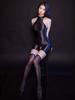 Sexy Women Oil Glossy Shiny Halter Backless Bodysuit Black Satin Smooth Sexy Tights Elastic Crotchless Shaping Leotard