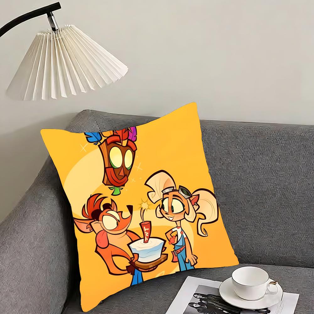 Game Cartoon Crashs B-Bandicoot Cushion Cover Reversible Plush Pillow Cover – For car, sofa, bedroom, perfect as a gift.