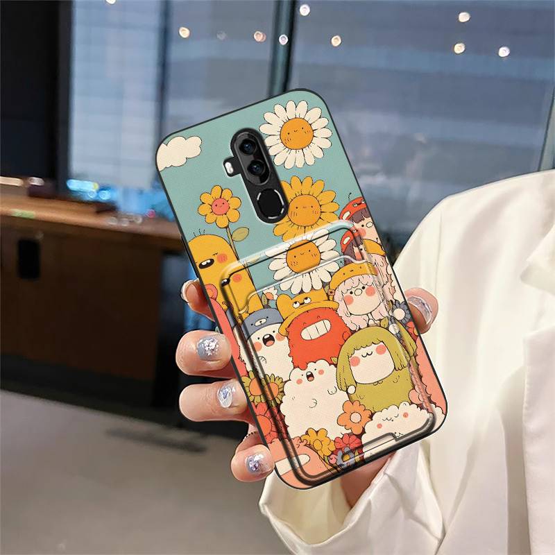 Cute Silicone Phone Case For Oukitel C12 Pro/C12 Fashion Design TPU Soft Case Card Sleeve Shockproof Cartoon Protective