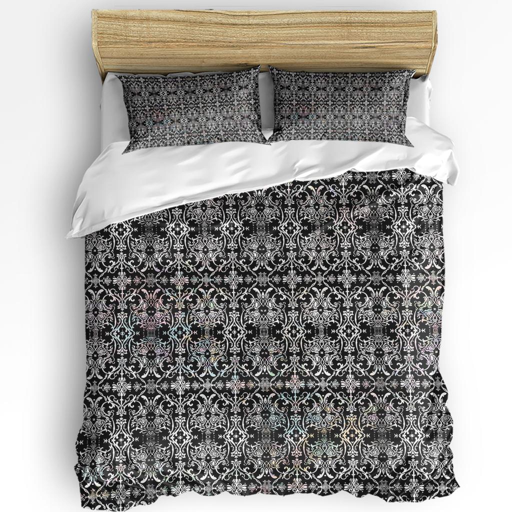 Set Biancheria da Letto Astratto Retrò con Texture Floreale Degradé 3 Pezzi per Letto Matrimoniale Tessili per la Casa Copripiumino Coperta Trapuntata Federa