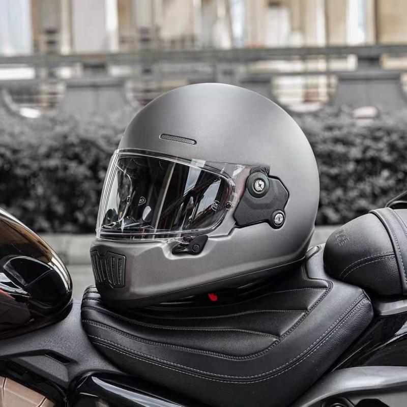 DOT Retro Full Face Motorcycle Helmet 3C Certified Small Shell Men Women Scooter Cruiser With Bluetooth