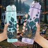 1PC Dark Teal Leaf Botanical Art Print 750ml Color Plastic Sports Water Bottle Leakproof Flip Straw Lid Suitable for Sports Office Home Use