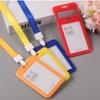 Double-Sided Transparent ID Card Holder with Lanyard - Push-in Style for Employee or Student Access Cards