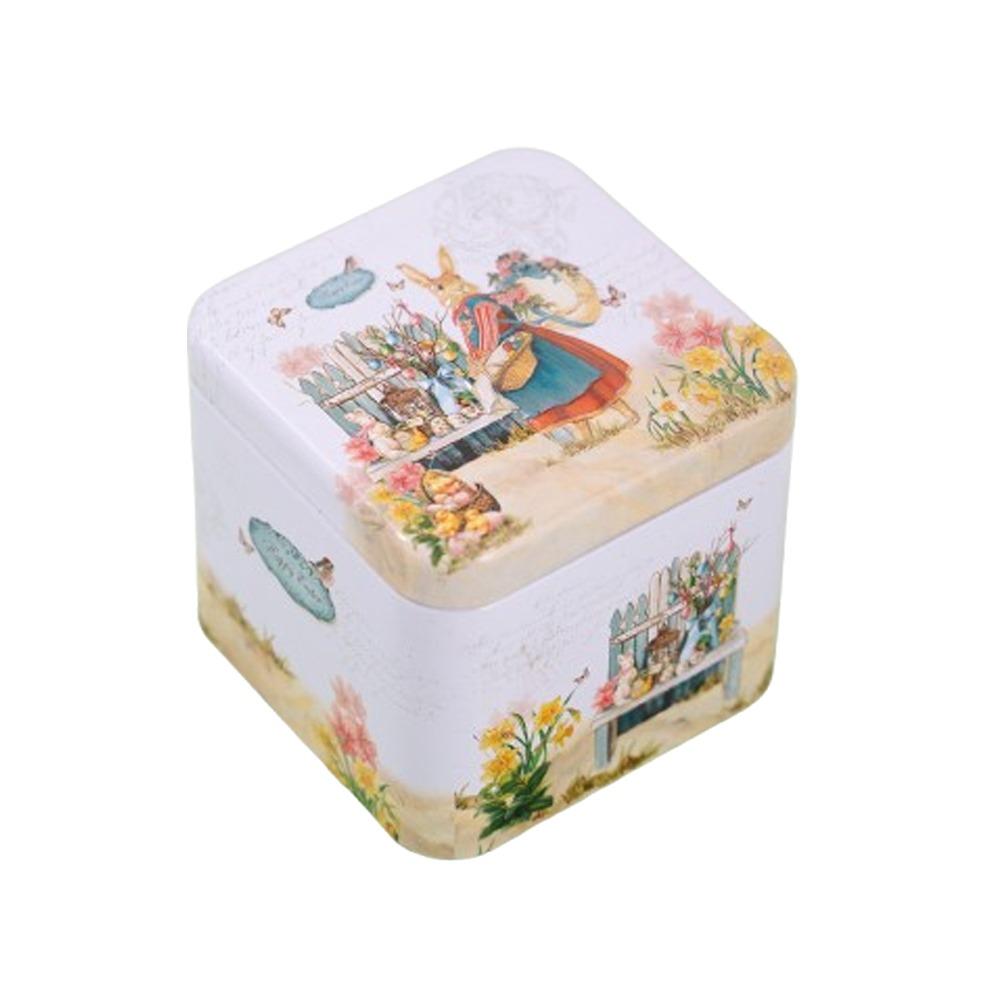 Metal Rabbits Candy Box with Lids Small Tin Can Multi-Purpose Easter Tinplate Box  Home Party Decor