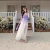 Summer new French romantic Ou Ruo purple gradual change tube top super fairy long dress