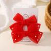 2Pcs/Set Pearl Bows Hair Clips Cute Sweet Girls Side Clip Solid Color Hairpin Handmade with Bow Hair Accessories Headdress Gifts