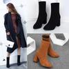 Classics Women's Boots Ankle Flock Fashionable Pointed Wearing Outside Autumn Winter New Item for Warmth Square Heel Women Shoes