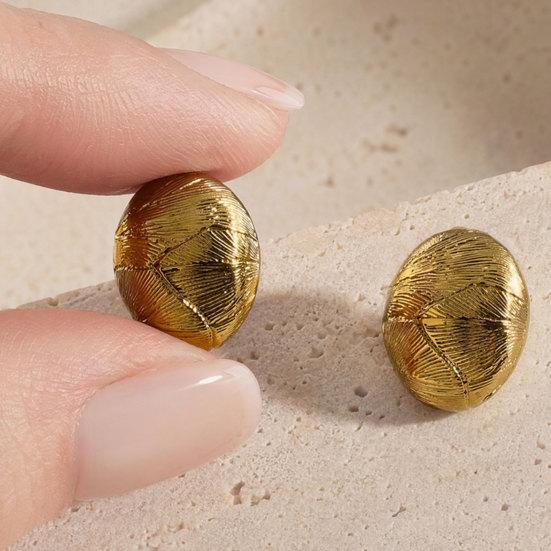1 Paar Vintage klobige vergoldete Ohrringe für Damen, strukturierte Halbkugel-Steckohrringe, minimalistische ovale runde Piercing-Ohrringe