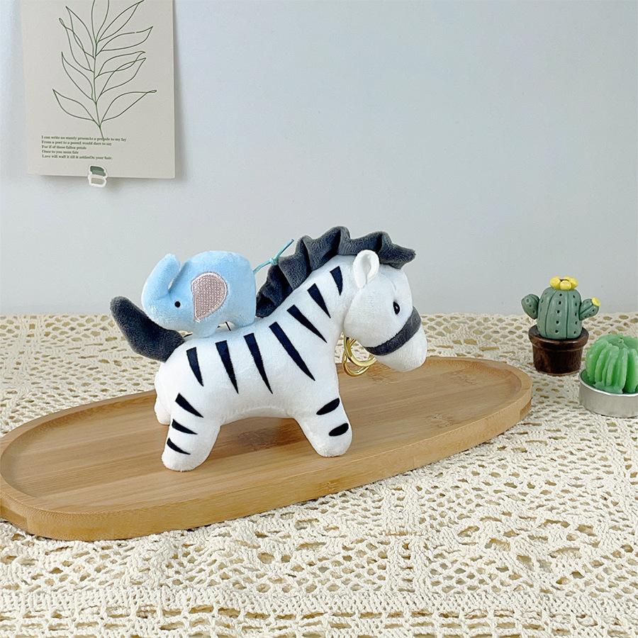 Cartoon Zebra Doll Pull Rope Doll Plush Toy Rag Doll Key Chain Bag Hanging Gift