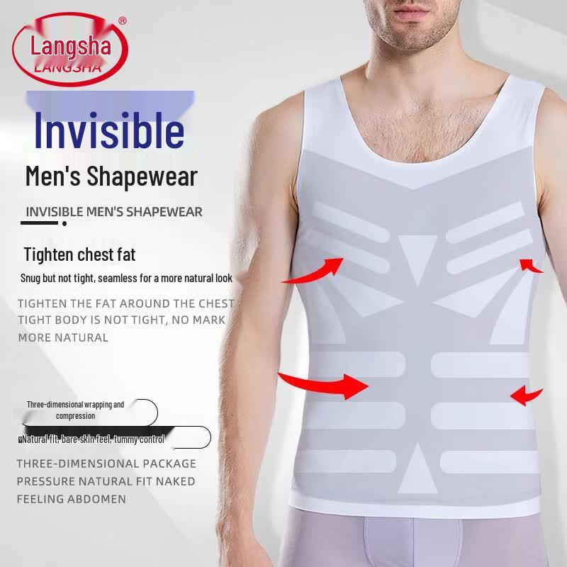 Langsha Men s Ice Silk Seamless Tummy Control Body Shaper Vest 3XL