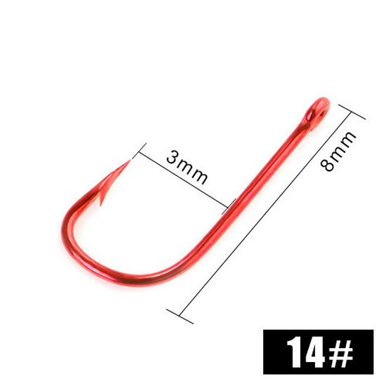 FISHKING Red Tube Ise-ni Fish Hooks with Barbs, 10pcs High Carbon Steel for Sea Fishing