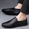 New men's shoes spring and autumn leather men's green business casual leather shoes foot cover comfortable low-top single shoes Doudou shoes