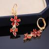 Flower zircon pendant earrings in multiple colors to choose from