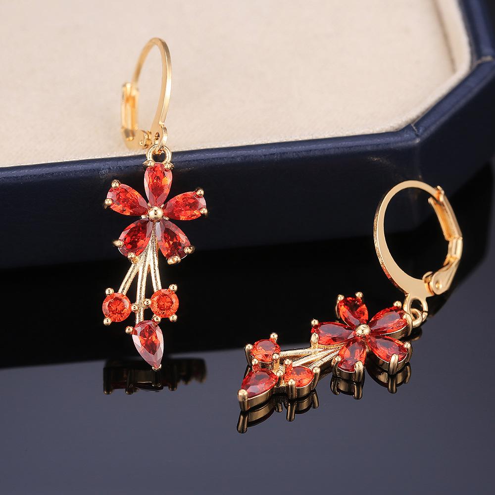 Flower zircon pendant earrings in multiple colors to choose from