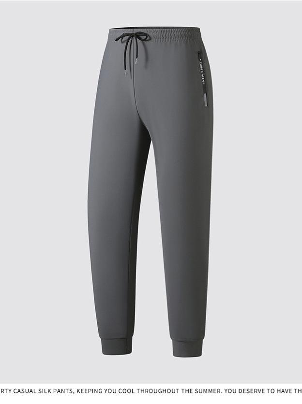 Black Quick-Drying Ice Silk Joggers: Summer Thin, Loose, High-Stretch, Plus Size Casual Sports Pants
