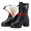 Short boots women's winter mid boots women's shoes women's boots thick heel Martin boots women's high heels leather boots velvet women's cotton shoes