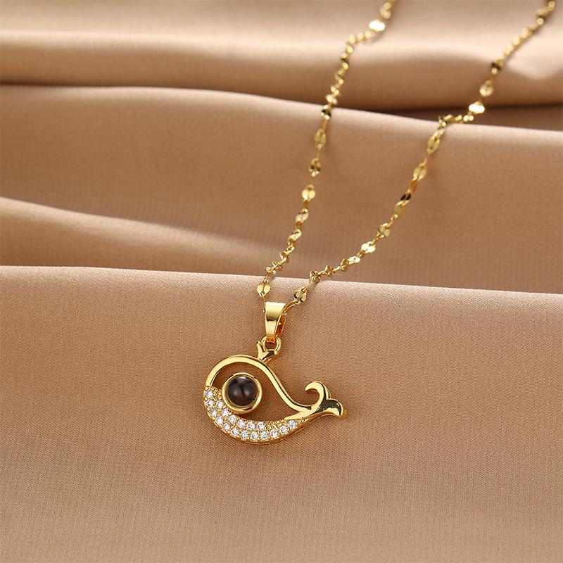 

Проекционное ожерелье женское, легкая роскошь, простое, кулон в виде кита, ожерелье на 100 языках