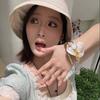 Openable Golden and White Bangle Exaggerated Women's Wrist Jewelry Handicraft Tulip Bangle Lady