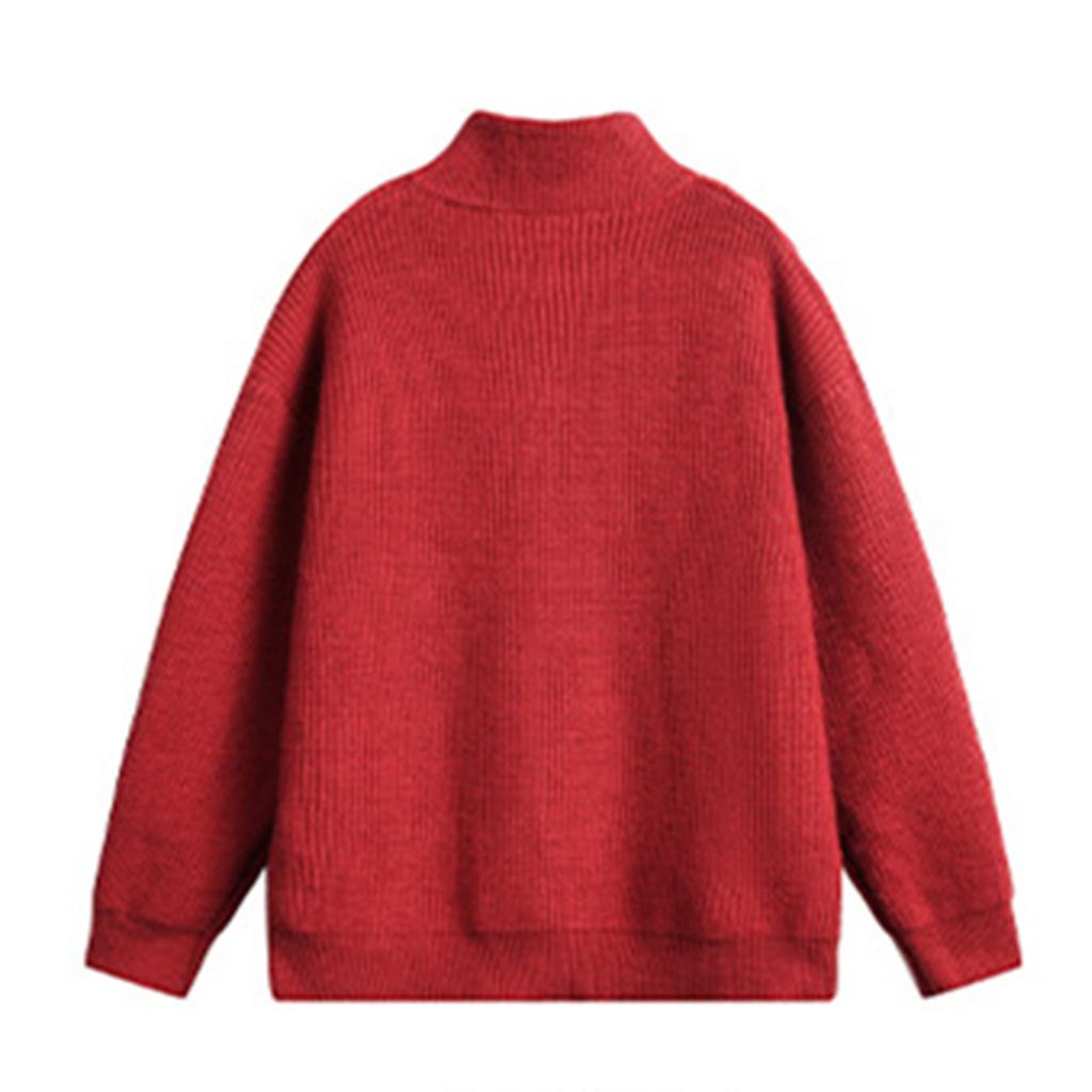 Men's Solid-color Loose Cardigan, Sweater, Knitted Sweater, Men's And Women's Stand-up Collar Zipper Jacket