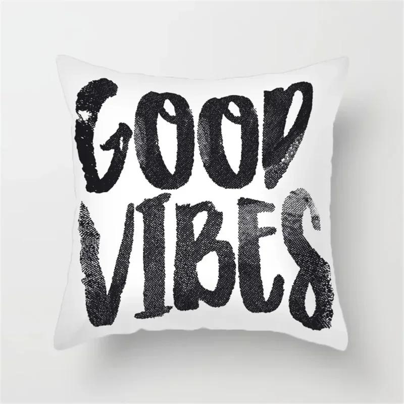 Office Sofa Car Cushion Cover Cartoon Black and White Simple Line Printing Luxury Home Decoration Pillow Cover