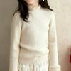 Girls Semi Turtleneck Fleece Lined Knit Sweater Ruffle Trim Thick Warm Pullover Top