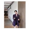 Korean Style Purple Corduroy Blazer Women Loose Fit Vintage Long Sleeve Spring Autumn High End Small Batch Suit