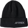 Avirex Military Tag Ribbed Knit Cap with Logo Watch Unisex Solid Needle Black Custom-Made Patch, Cap, Men's Beanie,
