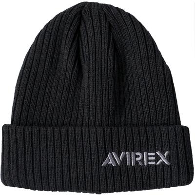 Avirex Military Tag Ribbed Knit Cap with Logo Watch Unisex Solid Needle Black Custom-Made Patch, Cap, Men's Beanie,