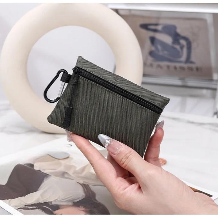 

Холщовый мини-кошелек для монет, простой детский кошелек на молнии, карман для денег, однотонный кошелек для монет и ключей, женский и мужской, милый мини-кошелек темно-зеленого