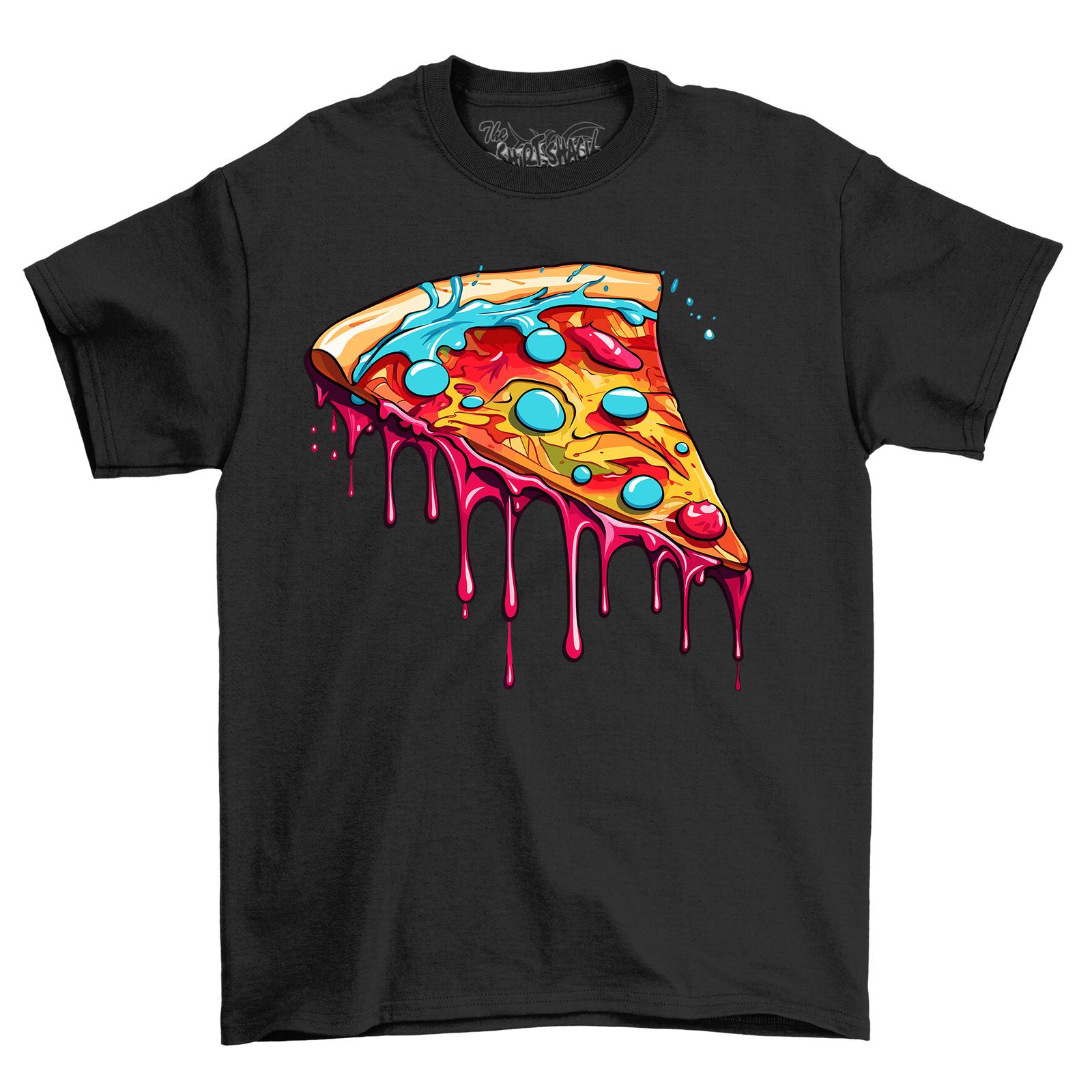 

Pizza Slice Paint Drip Design T-Shirt Mens Womens Tees Top - Wearable Art for Pizza Lovers! Unisex Fu XL