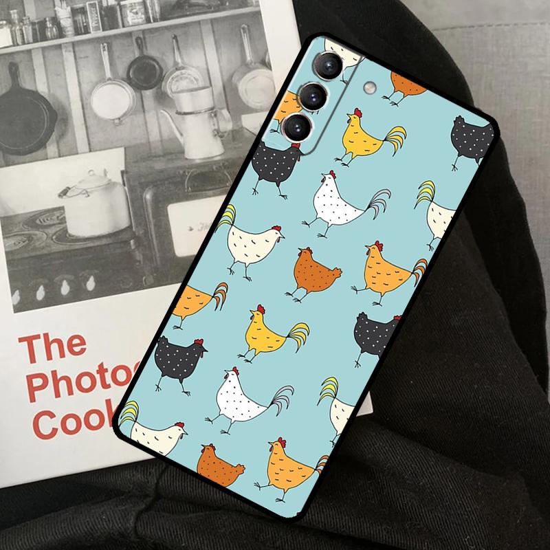 Cartoon Chicken Rooster Phone Case For Samsung Galaxy S23 S22 S24 Ultra S20 S21 S24 FE S9 S10 Plus Note 10 20 Ultra