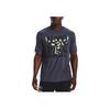 Under Armour Letter Print Bull Round Neck Short Sleeve T-Shirt Men T-Shirts Navy-Blue 1373745-558