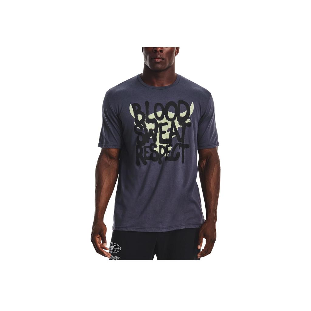 Under Armour Letter Print Bull Round Neck Short Sleeve T-Shirt Men T-Shirts Navy-Blue 1373745-558