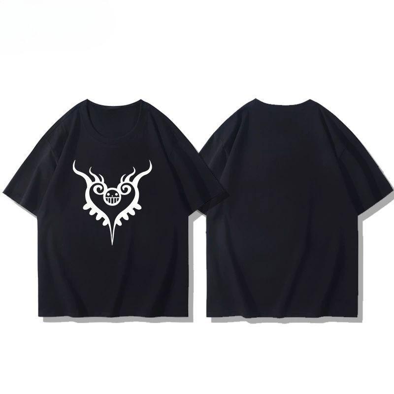 One Piece Anime Trafalgar Law TShirt Heart Pirates Print Summer Cotton Short Sleeve for Unisex Women S