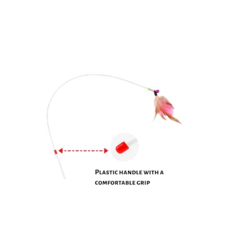 Cat Feather Wand Toy - Steel Wire Feather Interactive Cat Stick Training - Beads Bells Kitten Wand Toys Pet, Funny Kitten Fishi