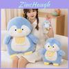 Cute Penguin Plush Toy With Checkered Scarf Decoration For Birthday Gift And Collection