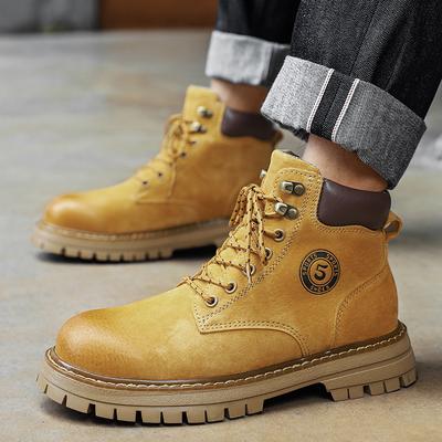 2025 Autumn and Winter New Men's Rhubarb Boots First Layer Pigskin Short Boots Men's Casual Martin Boots Thermal Locomotive Boots