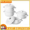 4Pcs Ceramic Pot Microwave Safe Mini Cocotte Set Individual Baking Ramekins with Double Handle Dishwasher Safe Soup Bowl Set
