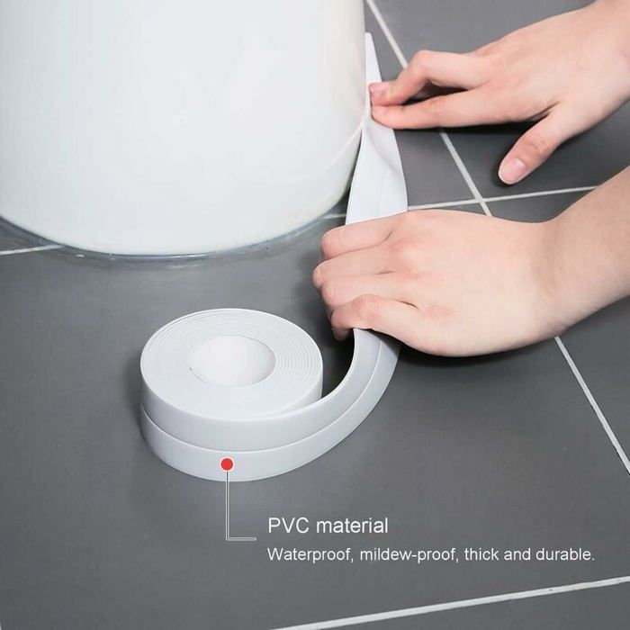 10DB(fehér)Vízálló tömítőszalag tekercsek, Fürdőszobai tömítés, PVC öntapadós tömítőszalag konyhához, WC-hez
