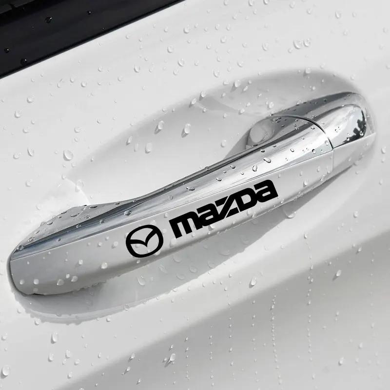 4PCS Car Door Handle Sticker Car Badge Body Decal For Mazda 3 Bk 6 G Gh Cx3 6 Gj 626 Demio 323 Cx-5 Cx-7 Cx9 Cx8 Cx30 Mx-5 RX8 W6