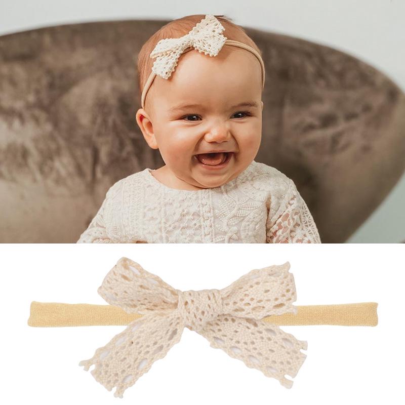 Baby-Stirnband-Set aus Nylon und Baumwolle: Stirnbänder mit Schleife und Leinen in Geschenkbox.