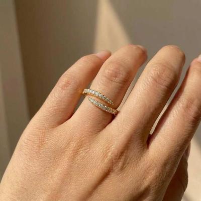 925 Sterling Silver Trendy Circle Finger Rings for Women Dazzling CZ Adjustable Ring Daily Wear Stackable Accessory Fine Jewelry
