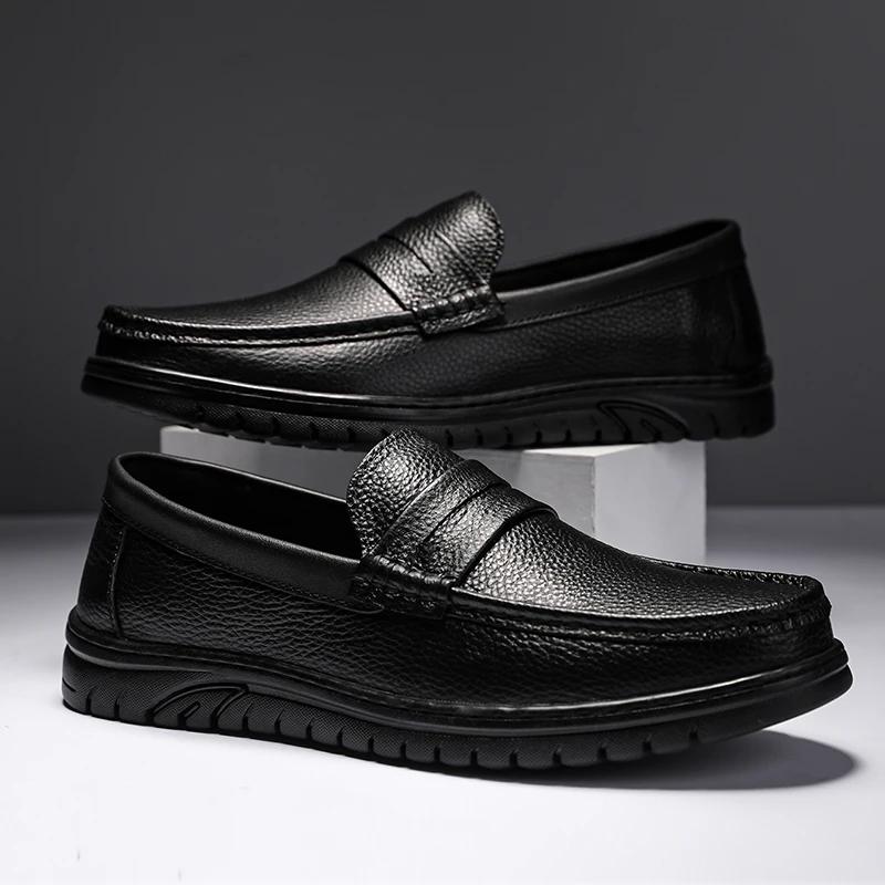 Fashion Genuine Leather Mens Casual Shoes Handmade Moccasins Men Comfortable Driving Loafers Slip on Male Footwear Comfy Business Flats