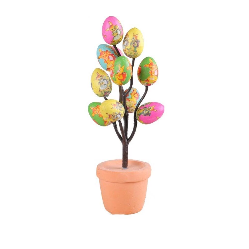 Simulated Eggs Tree Branch Colorful Egg Tree Flowerpot Easter Egg Bonsai  Easter Decoration