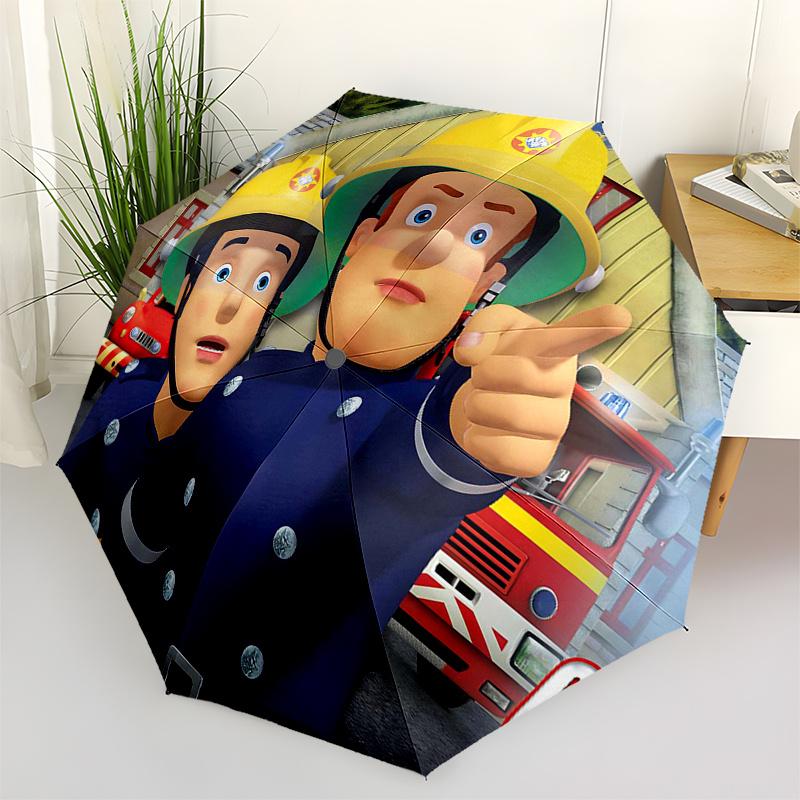 Fireman Fire trucks Themed Travel Umbrella-8 Ribs Automatic Opening and Closing, Portable Folding Design, Compact and Stylish Umbrella Suita
