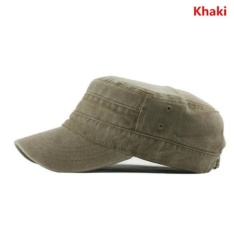 Washed Cotton Patrol Cap Unisex Retro Flat Top Cadet Hat Breathable Adjustable Casual Streetwear Outdoor Sports Sun Hat For Men