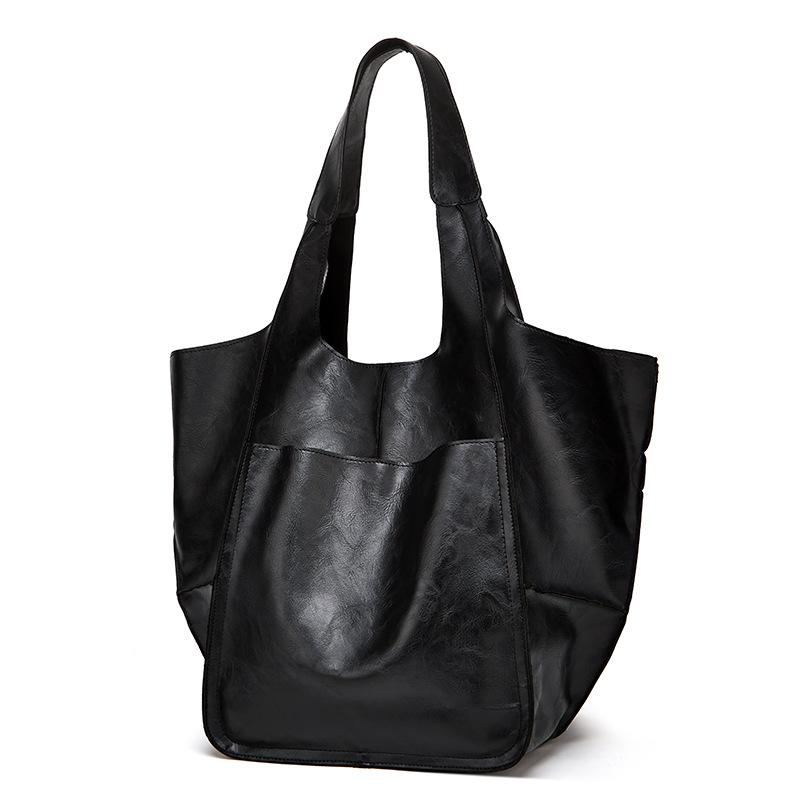 Eine europäische und amerikanische Retro Neue Einfache Tasche mit Patchwork Weichem Leder Große Kapazität Einzelne Schulter Handtasche