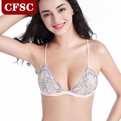 Europäischer und amerikanischer grenzüberschreitender Ring-BH ohne Stahl, leichte und atmungsaktive Dreieck-Soft-Cup-Unterwäsche für Damen, atmungsaktive Spitze